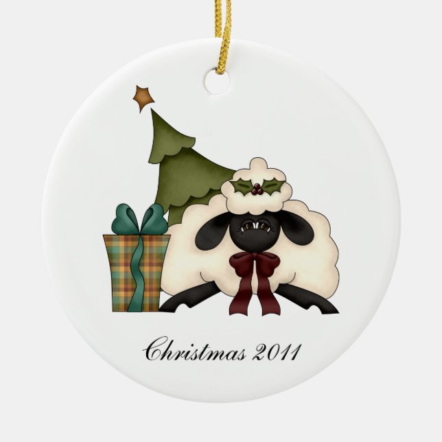 Cute Sheep Julgran från vårt hus till er Julgransprydnad Keramik (Framsidan)