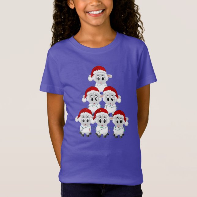 Cute Sheep Julgran T Shirt (Framsida)