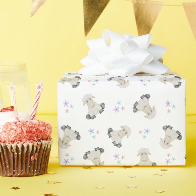 Cute Sheep Kids Boskap Barnyard Birthday Presentpapper (Födelsedagsfest)