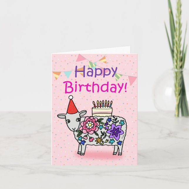 Cute Sheep Lamb Barnyard Funny Maximalist Birthday Kort (Framsida)
