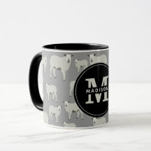Cute Sheep & Lamb Farm Animal Mönster Monogram