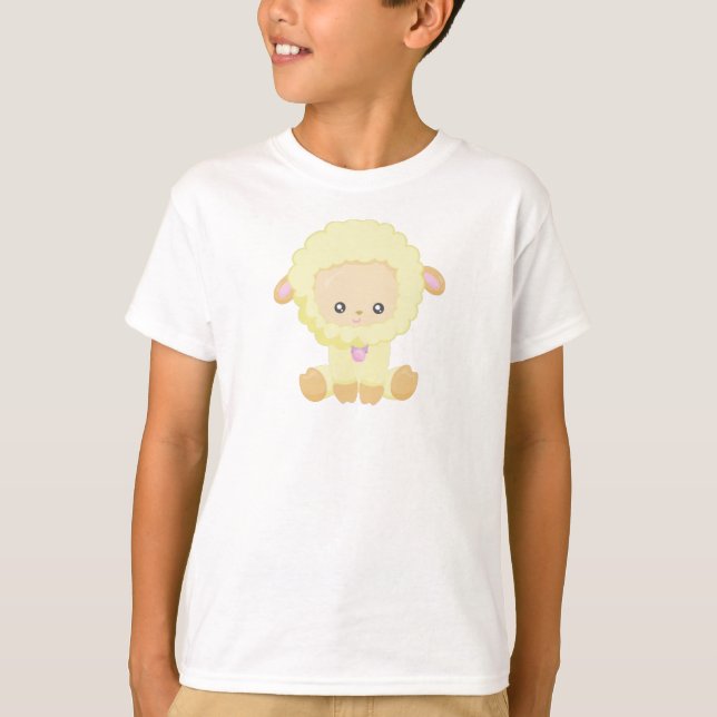 Cute Sheep, Little Sheep, Baby Sheep, Gult Sheep T Shirt (Framsida)