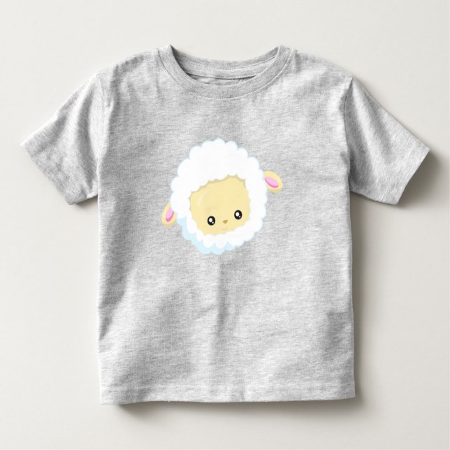 Cute Sheep, Little Sheep, Baby Sheep, White Sheep T Shirt (Framsida)
