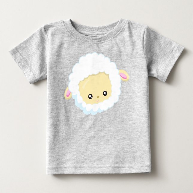 Cute Sheep, Little Sheep, Baby Sheep, White Sheep T Shirt (Framsida)