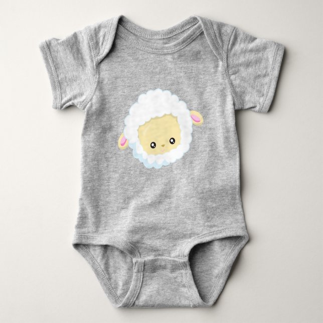 Cute Sheep, Little Sheep, Baby Sheep, White Sheep T Shirt (Framsida)