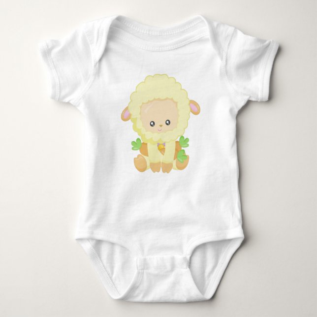 Cute Sheep, Little Sheep, Gult Sheep, Carrots T Shirt (Framsida)