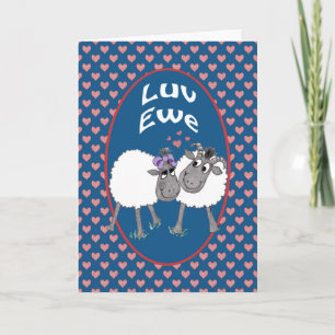 Cute Sheep, Luv Ewe Romantic Greeting Card Kort