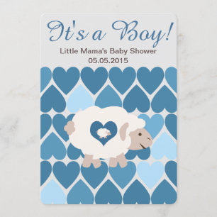 Cute Sheep Mamma Det är en pojke! Baby Shower Inbjudningar