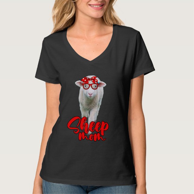 Cute Sheep Mamma Farmer Motheru2019s Day T Shirt (Framsida)