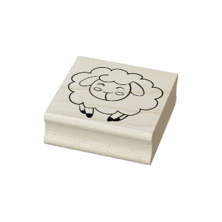 Cute Sheep - Maple Wood Art Frimärke Stämpel