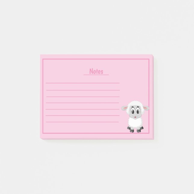 Cute Sheep med Linjer PostIT-anteckningar Post-it Block (Framsida)