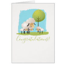 Cute Sheep och tre Lambs New Triplet Spädbarn