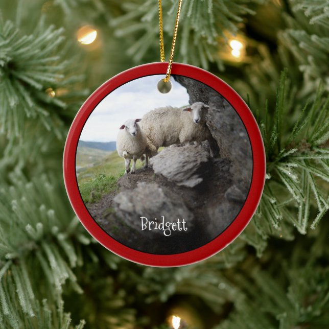 Cute Sheep Personlig Keramic Ornament (Träd)