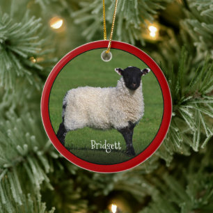 Cute Sheep Personlig Keramic Ornament