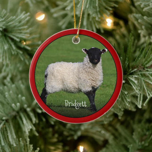 Cute Sheep Personlig Keramic Ornament (Träd)