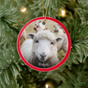 Cute Sheep Personlig Keramic Ornament
