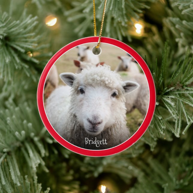 Cute Sheep Personlig Keramic Ornament (Träd)