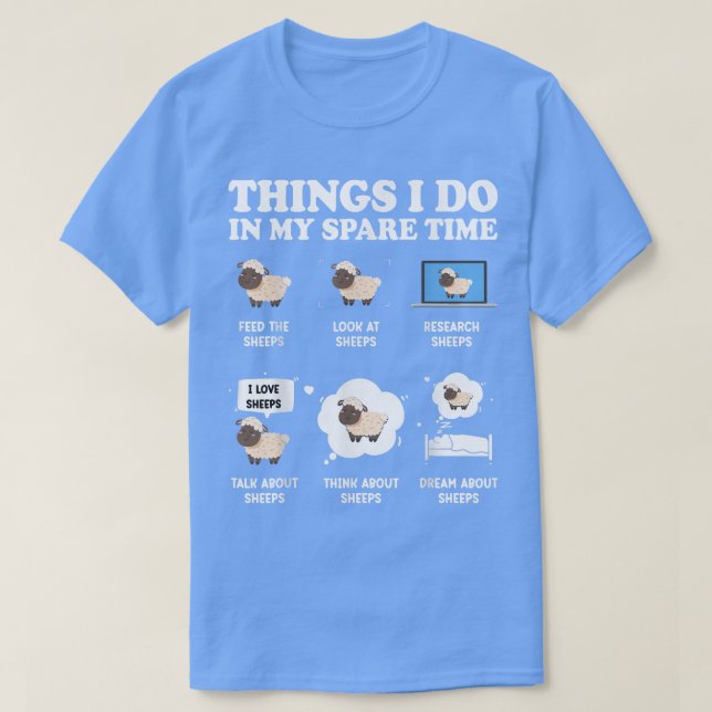 Cute Sheep Sak jag gör i mina lediga tidsblad T Shirt (Design framsida)