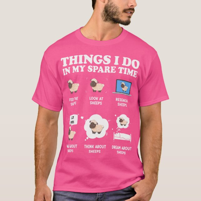 Cute Sheep Sak jag gör i mina lediga tidsblad T Shirt (Framsida)