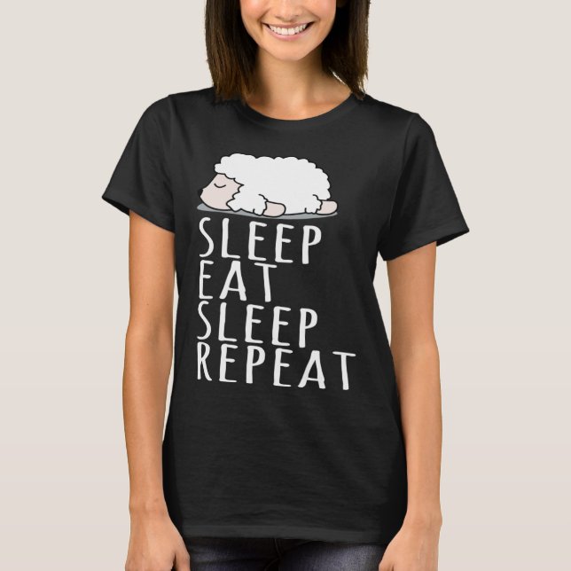 Cute sheep sleep eat repeat saying nightdress t shirt (Framsida)