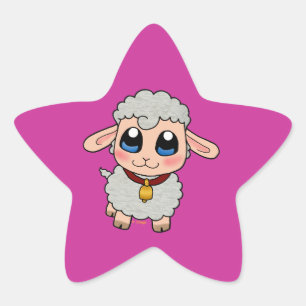 Cute Sheep Stjärnformat Klistermärke