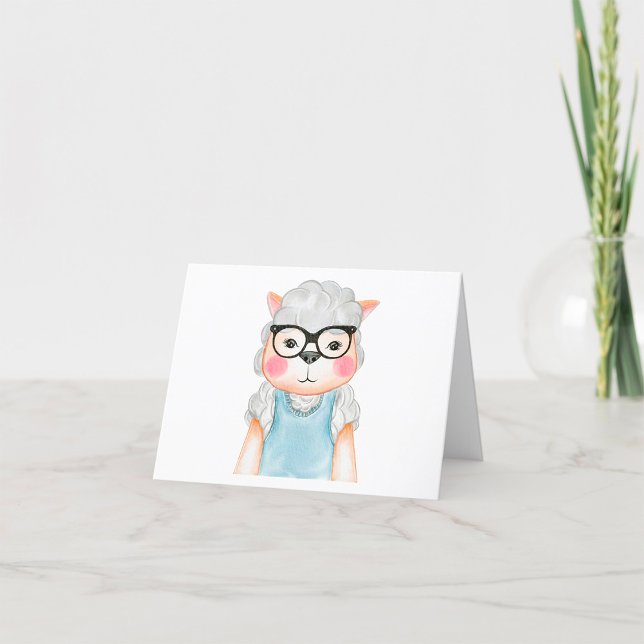 Cute Sheep Wearing Glass Tack Kort (Skapare uppladdad)