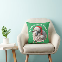 Cute Sheep Wearing Santa Hat jul Kudde