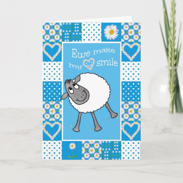 Cute Sheet, vi gör mitt hjärt-mil-hälsningskort Kort (Framsida)