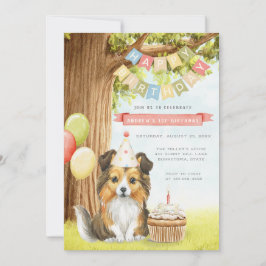 Cute Sheltie Hund Födelsedagsfest inbjudan