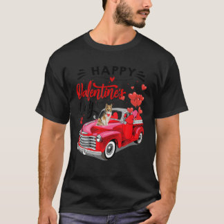 Cute Sheltie Hund Red Lastbil Lycklig Valentine Da T Shirt