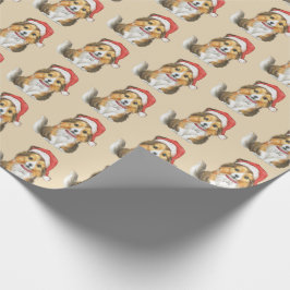 Cute Sheltie in Santa's Hat Wrapping Papper Presentpapper