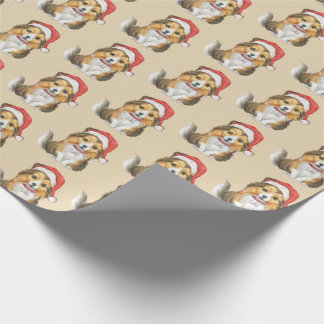 Cute Sheltie in Santa's Hat Wrapping Papper Presentpapper