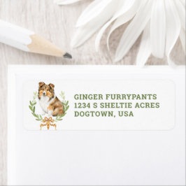 Cute Sheltie Puppy Returadress Etikett