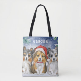 Cute Shelties i Snö | PERSONLIG Tygkasse