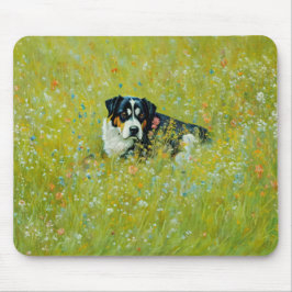 Cute Shepherd Mix Hund Whimsical Art Flowers Musmatta
