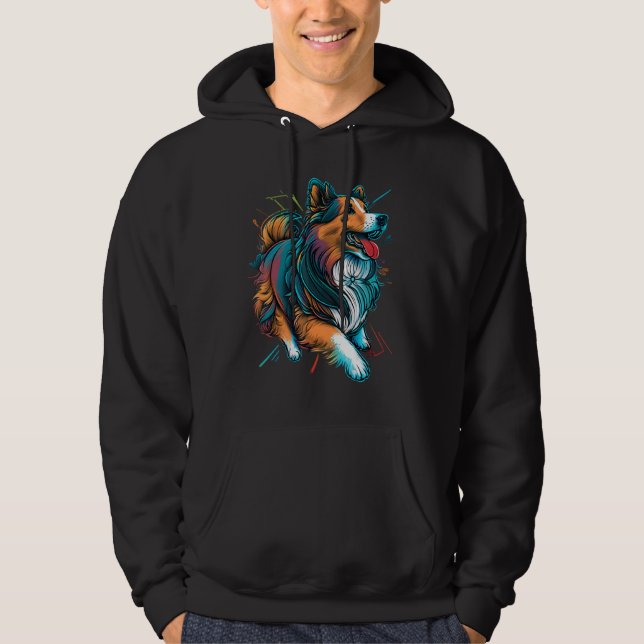 Cute Shetland Sheepdog Dog on Sheltie Hoodie (Framsida)