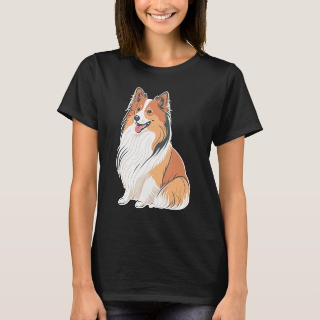 Cute Shetland Sheepdog Dog on Sheltie T Shirt (Framsida)