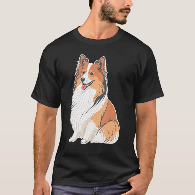 Cute Shetland Sheepdog Dog on Sheltie T Shirt (Framsida)