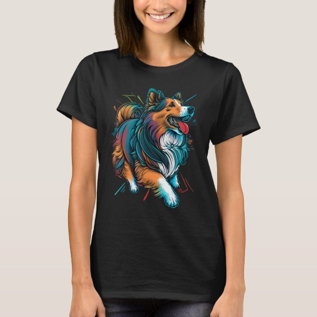 Cute Shetland Sheepdog Dog on Sheltie T Shirt (Framsida)