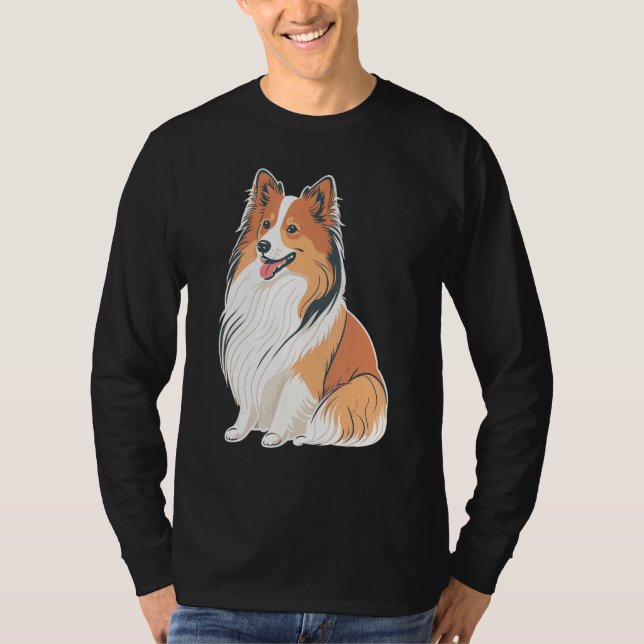 Cute Shetland Sheepdog Dog on Sheltie T Shirt (Framsida)