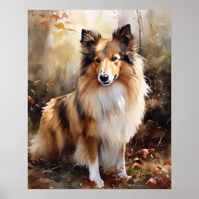 Cute Shetland Sheepdog Hund Art Print Poster (Framsidan)