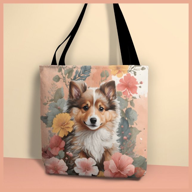 Cute Shetland Sheepdog Puppy Tygkasse (Skapare uppladdad)