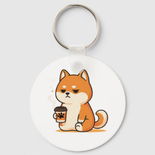 Cute shiba hund-kaffekaffe älskare Design- Nyckelring