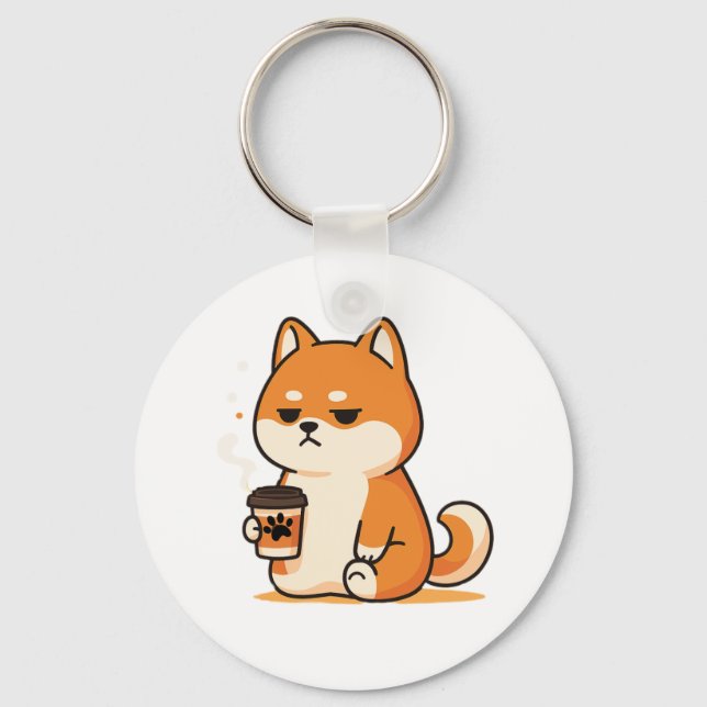 Cute shiba hund-kaffekaffe älskare Design- Nyckelring (Framsida)