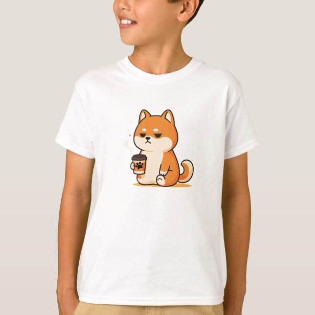 Cute shiba hund-kaffekaffe älskare Design- T Shirt (Framsida)