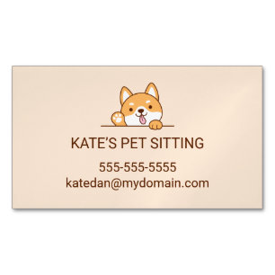Cute Shiba Inu Corgi Hund Pet Sitta Magnetiska Visitkort