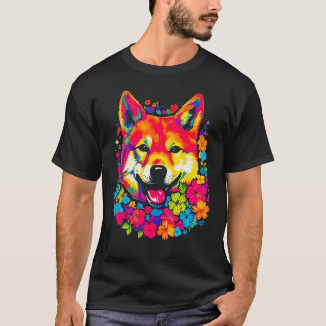 Cute Shiba Inu Dog T Shirt (Framsida)