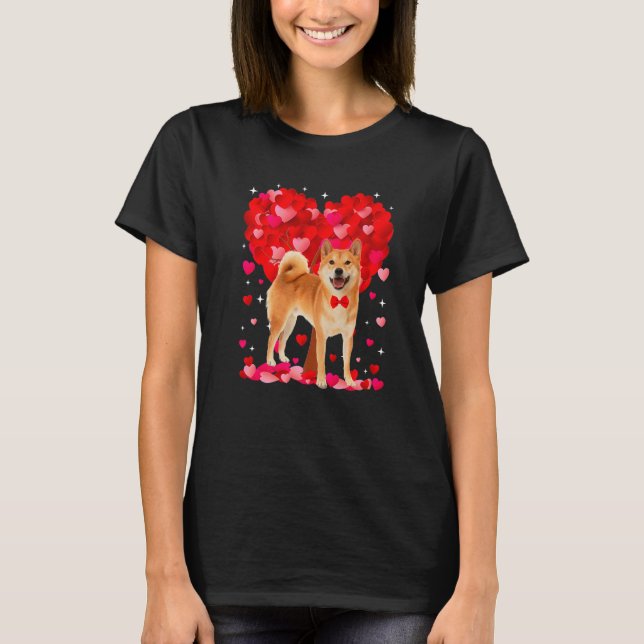 Cute Shiba Inu Dog Valentines Day Heart Puppy Love T Shirt (Framsida)