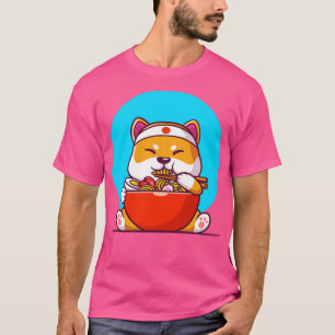 Cute Shiba Inu Eating Ramen Noodle T Shirt
