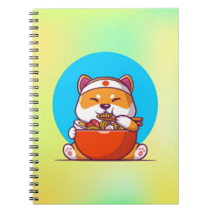Cute Shiba Inu Eating Ramen Noodle Tecknad-23054 Anteckningsbok